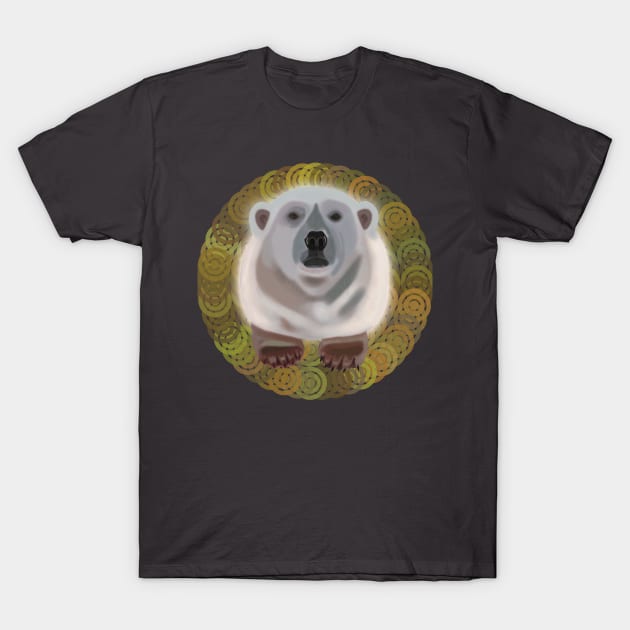 Polar Bear on saffron circular pattern T-Shirt by KateVanFloof